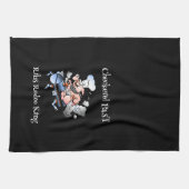 Geruit Past Varken Mascotte Griller Blauw Aangepas Theedoek (Horizontaal)