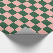 Geruit Patroon Blush Roze en Hunter Groen Cadeaupapier (Hoek)