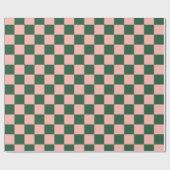 Geruit Patroon Blush Roze en Hunter Groen Cadeaupapier (Vlak)