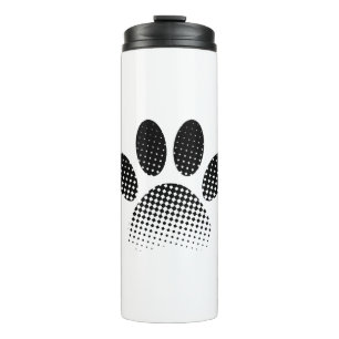 Geruit patroon Halftone Hond Pootafdruk Thermosbeker