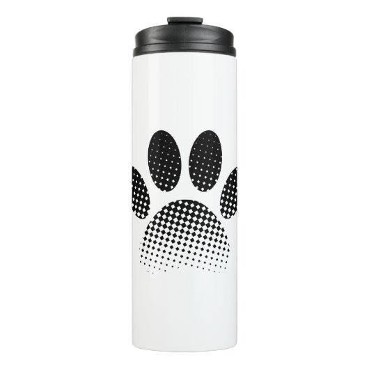 Geruit patroon Halftone Hond Pootafdruk Thermosbeker (Voorkant)