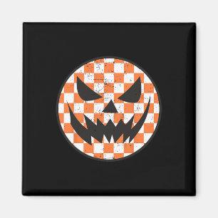 Geruit Patroon Halloween Gezicht Trendy Kinder Magneet