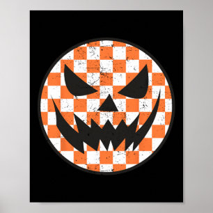 Geruit Patroon Halloween Gezicht Trendy Kinder Poster