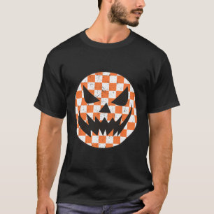 Geruit Patroon Halloween Gezicht Trendy Kinder T-shirt