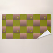 Geruit patroon in bruin en olijfgroen badhanddoek (Badhanddoek)