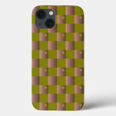Geruit patroon in bruin en olijfgroen Case-Mate iPhone case (Achterkant)
