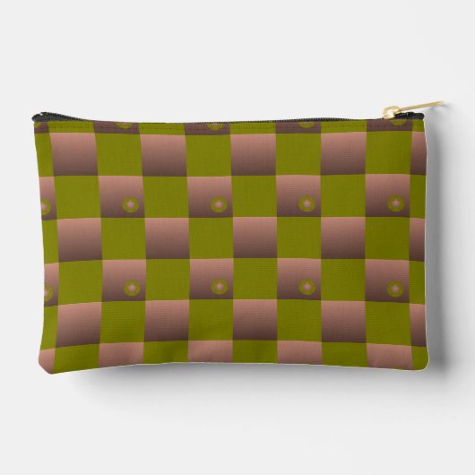 Geruit patroon in bruin en olijfgroen etui (Achterkant)
