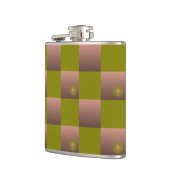 Geruit patroon in bruin en olijfgroen heupfles (Links)