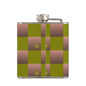 Geruit patroon in bruin en olijfgroen heupfles (Achterkant)