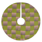 Geruit patroon in bruin en olijfgroen kerstboom rok (Voorkant)