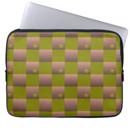 Geruit patroon in bruin en olijfgroen laptop sleeve