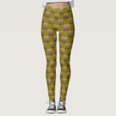 Geruit patroon in bruin en olijfgroen leggings (Voorkant)