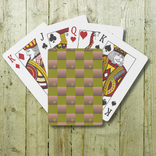 Geruit patroon in bruin en olijfgroen pokerkaarten