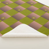 Geruit patroon in bruin en olijfgroen sherpa deken (3/4)