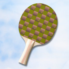 Geruit patroon in bruin en olijfgroen tafeltennisbatje