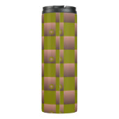 Geruit patroon in bruin en olijfgroen thermosbeker (Achterkant)