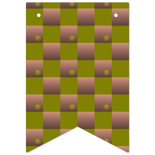 Geruit patroon in bruin en olijfgroen vlaggetjes (Eerste vlag)