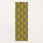 Geruit patroon in bruin en olijfgroen yogamat (Voorkant)