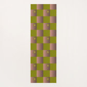 Geruit patroon in bruin en olijfgroen yogamat (Achterkant)