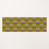 Geruit patroon in bruin en olijfgroen yogamat (Voorkant (horizontaal))