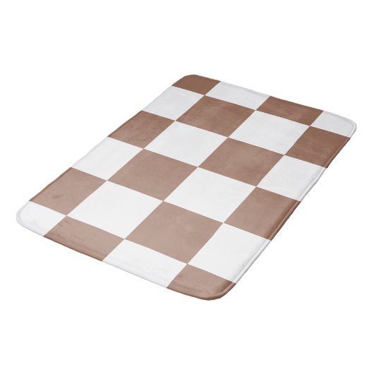 Geruit patroon in wit en Mocha Mousse Badmat (Gekanteld)