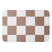 Geruit patroon in wit en Mocha Mousse Badmat (Voorkant)