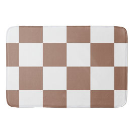 Geruit patroon in wit en Mocha Mousse Badmat