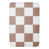 Geruit patroon in wit en Mocha Mousse Badmat (Voorkant Verticaal)