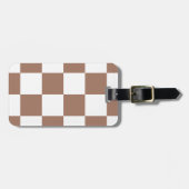 Geruit patroon in wit en Mocha Mousse Bagagelabel (Voorkant horizontaal)