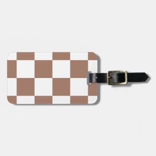 Geruit patroon in wit en Mocha Mousse Bagagelabel