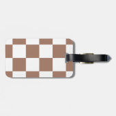 Geruit patroon in wit en Mocha Mousse Bagagelabel (Achterkant horizontaal)