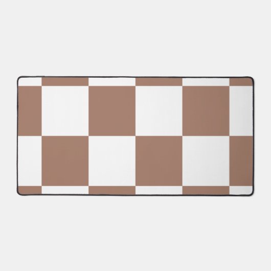 Geruit patroon in wit en Mocha Mousse Bureaumat (Voorkant)