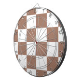 Geruit patroon in wit en Mocha Mousse Dartbord (Voorkant Rechts)