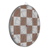 Geruit patroon in wit en Mocha Mousse Dartbord (Voorkant Links)