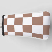 Geruit patroon in wit en Mocha Mousse Golfheadcover (Voorkant)