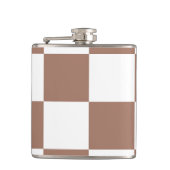 Geruit patroon in wit en Mocha Mousse Heupfles (Voorkant)