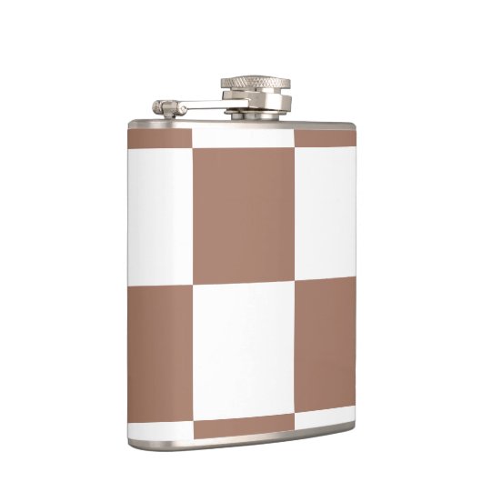 Geruit patroon in wit en Mocha Mousse Heupfles (Rechts)