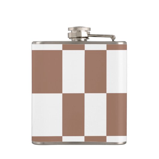 Geruit patroon in wit en Mocha Mousse Heupfles (Achterkant)