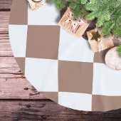 Geruit patroon in wit en Mocha Mousse Kerstboom Rok
