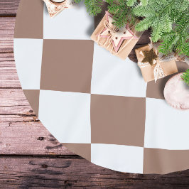 Geruit patroon in wit en Mocha Mousse Kerstboom Rok