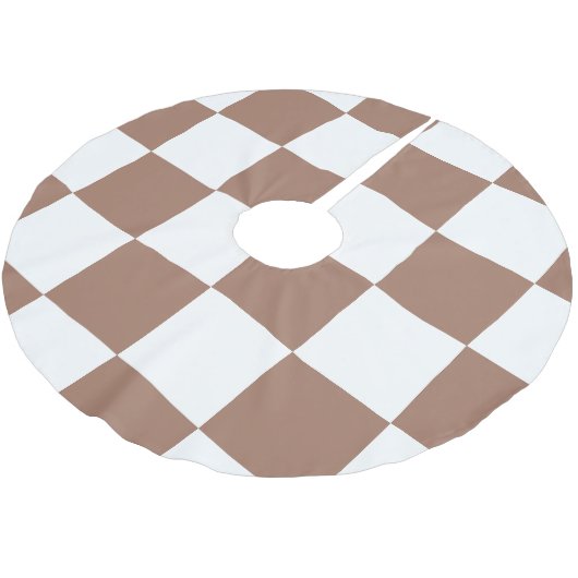 Geruit patroon in wit en Mocha Mousse Kerstboom Rok (Gekanteld)