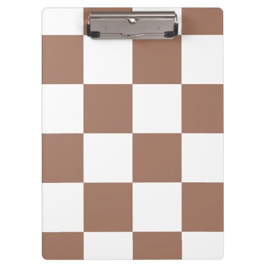 Geruit patroon in wit en Mocha Mousse Klembord (Voorkant)