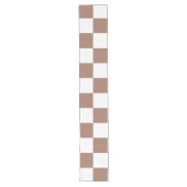 Geruit patroon in wit en Mocha Mousse Lange Tafelloper (Voorkant)