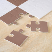 Geruit patroon in wit en Mocha Mousse Legpuzzel (Zijkant)