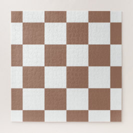 Geruit patroon in wit en Mocha Mousse Legpuzzel