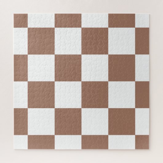 Geruit patroon in wit en Mocha Mousse Legpuzzel (Verticaal)
