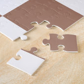 Geruit patroon in wit en Mocha Mousse Legpuzzel (Zijkant)