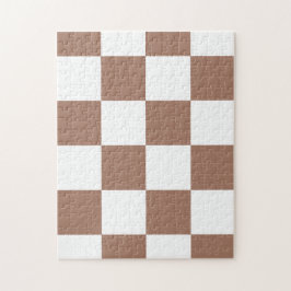 Geruit patroon in wit en Mocha Mousse Legpuzzel