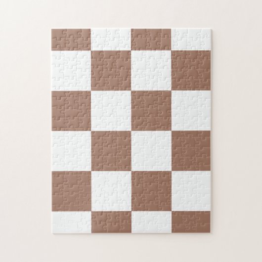Geruit patroon in wit en Mocha Mousse Legpuzzel (Verticaal)