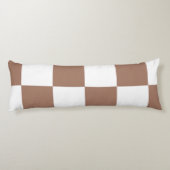 Geruit patroon in wit en Mocha Mousse Lichaamskussen (Achterkant)